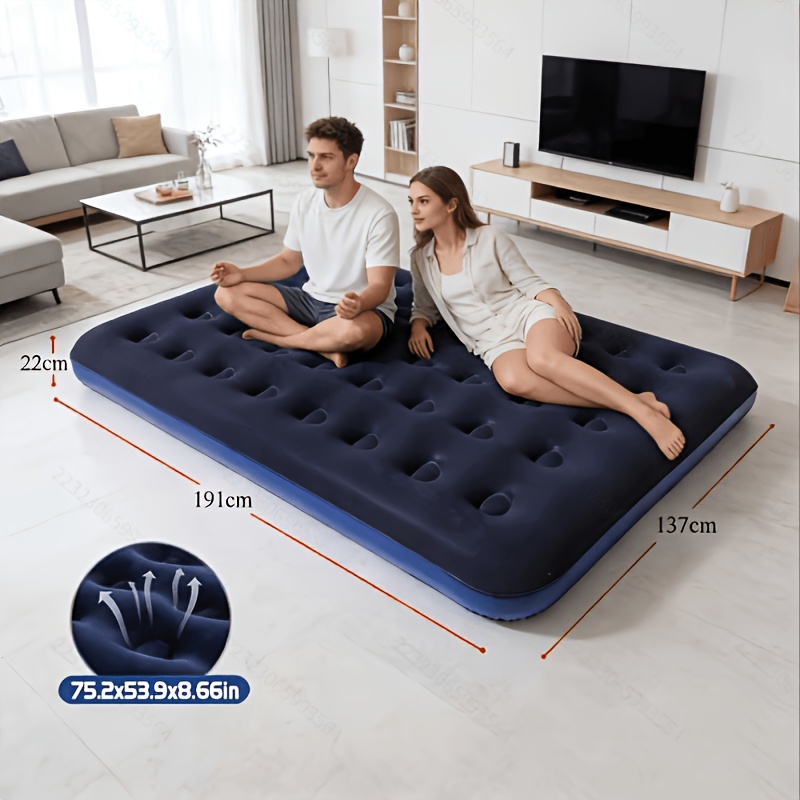 1 Tragbares, kompaktes, aufblasbares Campingbett für zwei/eine Person, Luftmatratze – Langlebiges PVC-Camping-Luftbett, tragbares aufblasbares Bett für Zuhause Outdoor