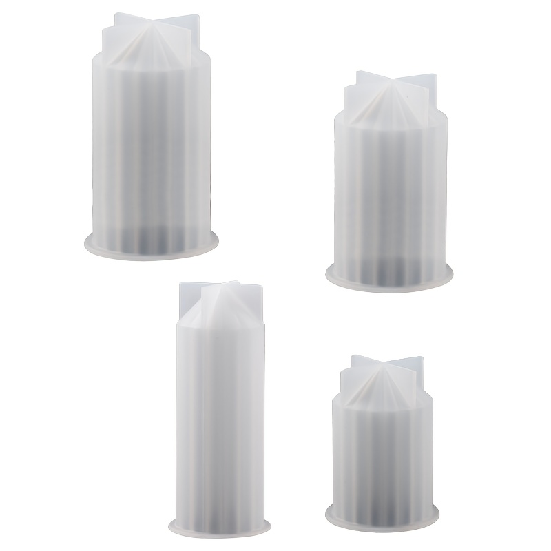 Image of 4pcs/set Striped Cylinder Candle Silicone Mold, 3d Stripe Aesthetic Ribbed Geometric , And Making Molds