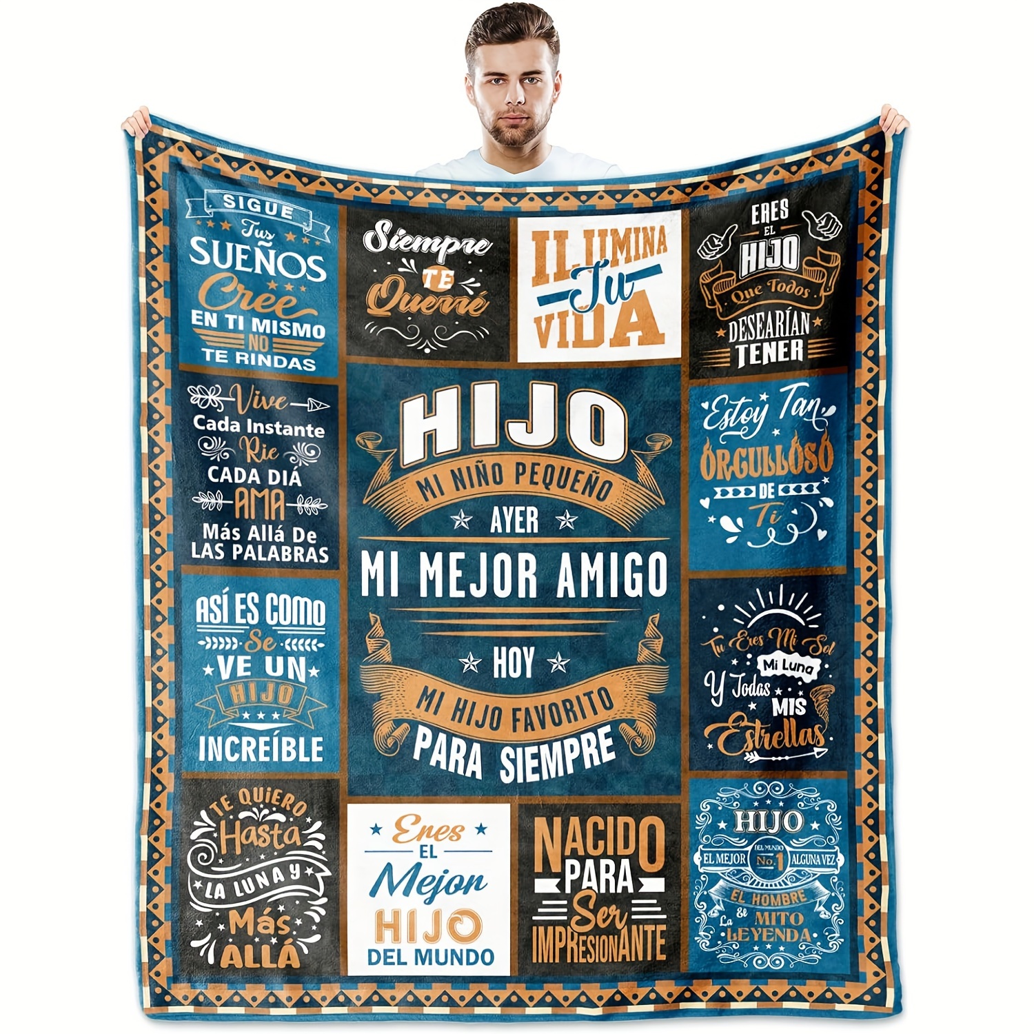 

1pc Spanish Blanket Dad Mom For Son Blanket Sofa Blanket Tv Blanket