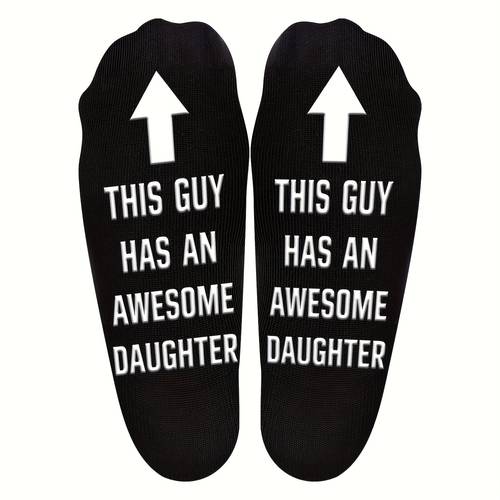 1 pair of has an amazing daughter daughter gift for dad fun dad gift ideas fathers day gift for dad birthday gift for dad fun socks slipper socks boot socks for ladies teen novelty socks dad non slip socks for teenager