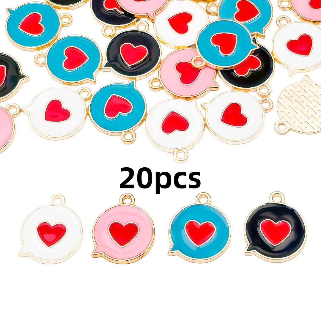 TEMU 20 pendentifs ronds en alliage pour la Saint-Valentin - de cœur, disponibles en différentes couleurs, pendentifs en métal à huile anti-goutte,