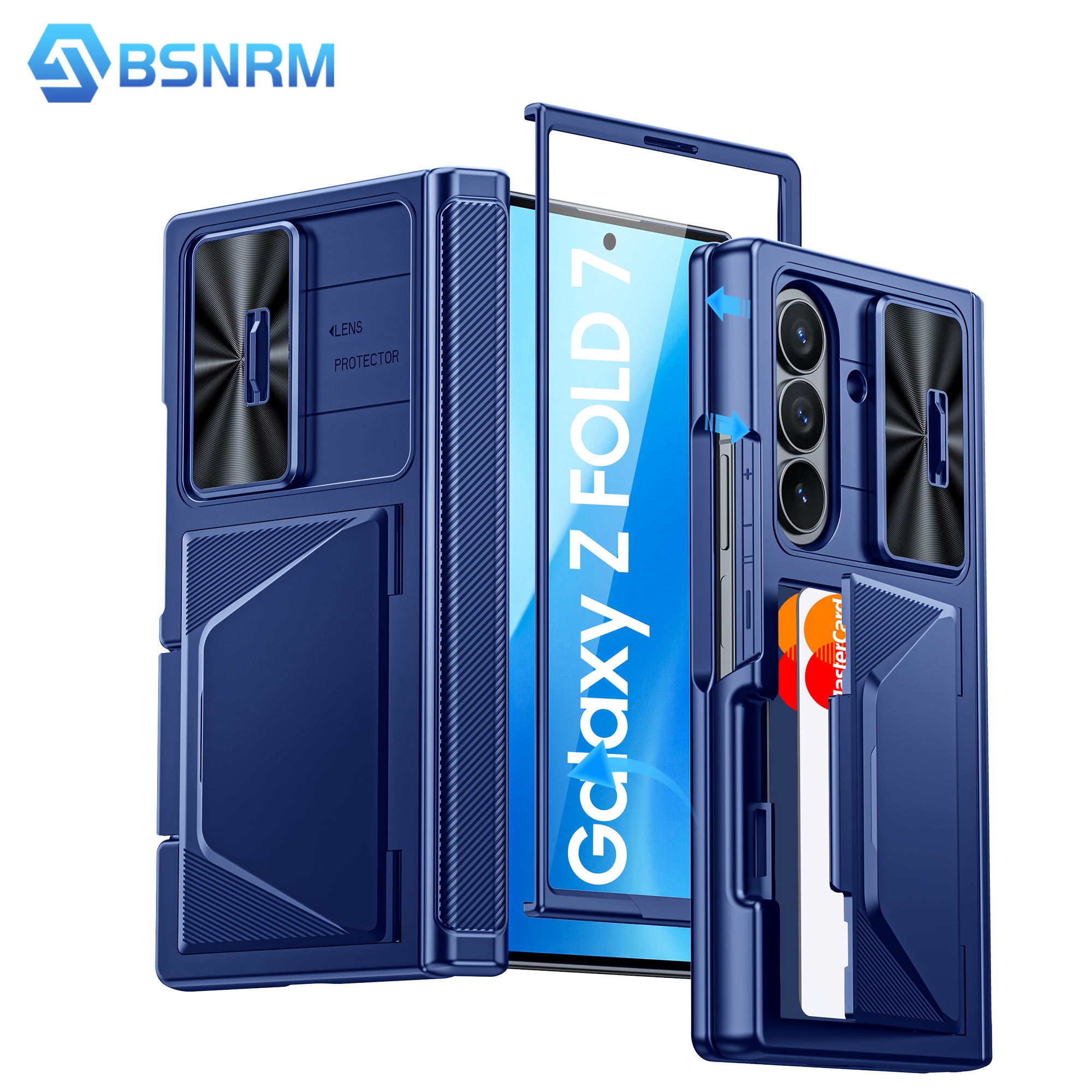Phone Case - Shockproof Wallet Case Designed For The For Galaxy Z Fold 7, Featuring A Card Holder, A Built-in Sliding Lens Cover, A Hinge Protector, And A Screen Protector