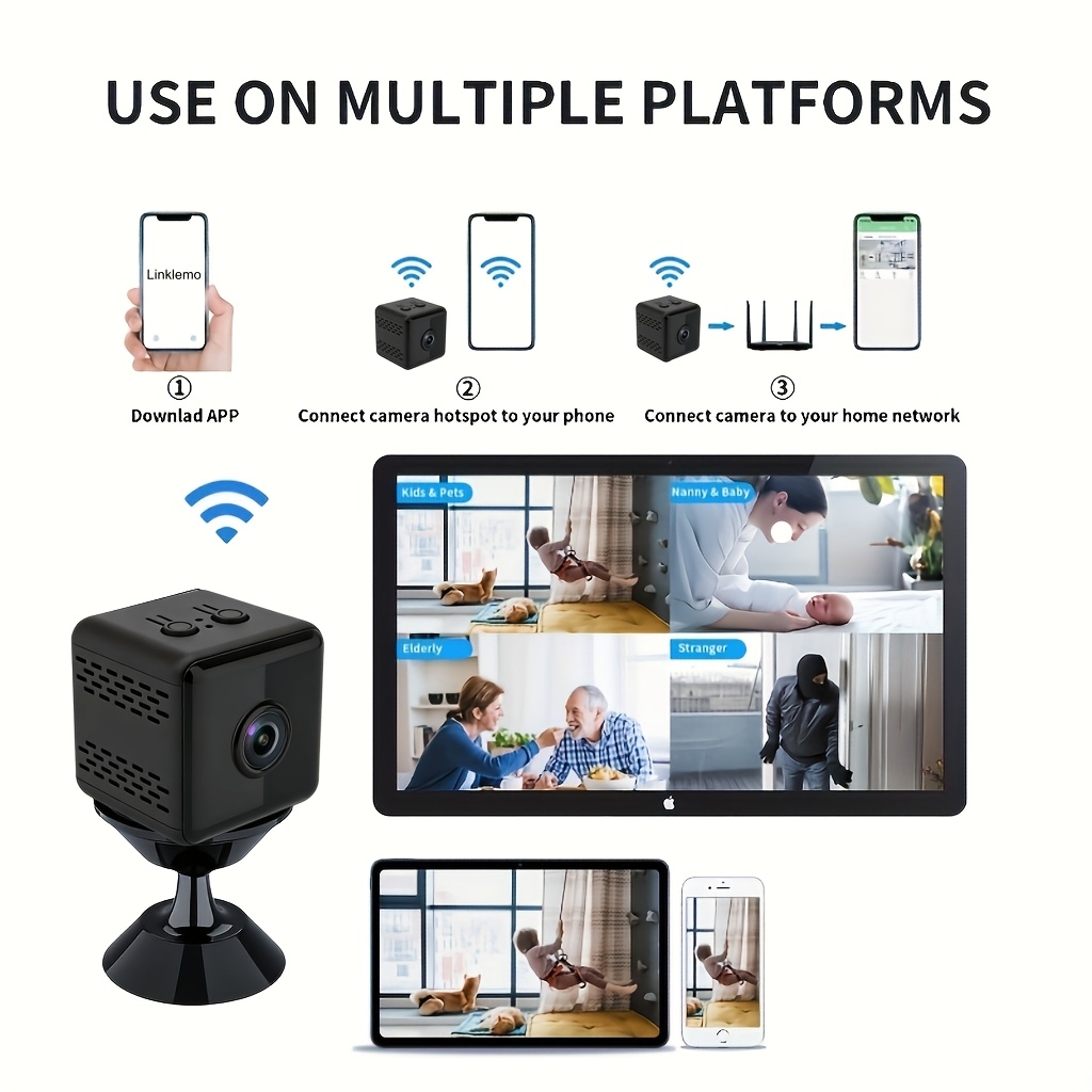 2k mini wireless security camera with 2 4g wifi and   continuous video recording magnetic mount   camera indoor surveillance for   monitoring usb battery powered   sd card cloud storage Product details 7