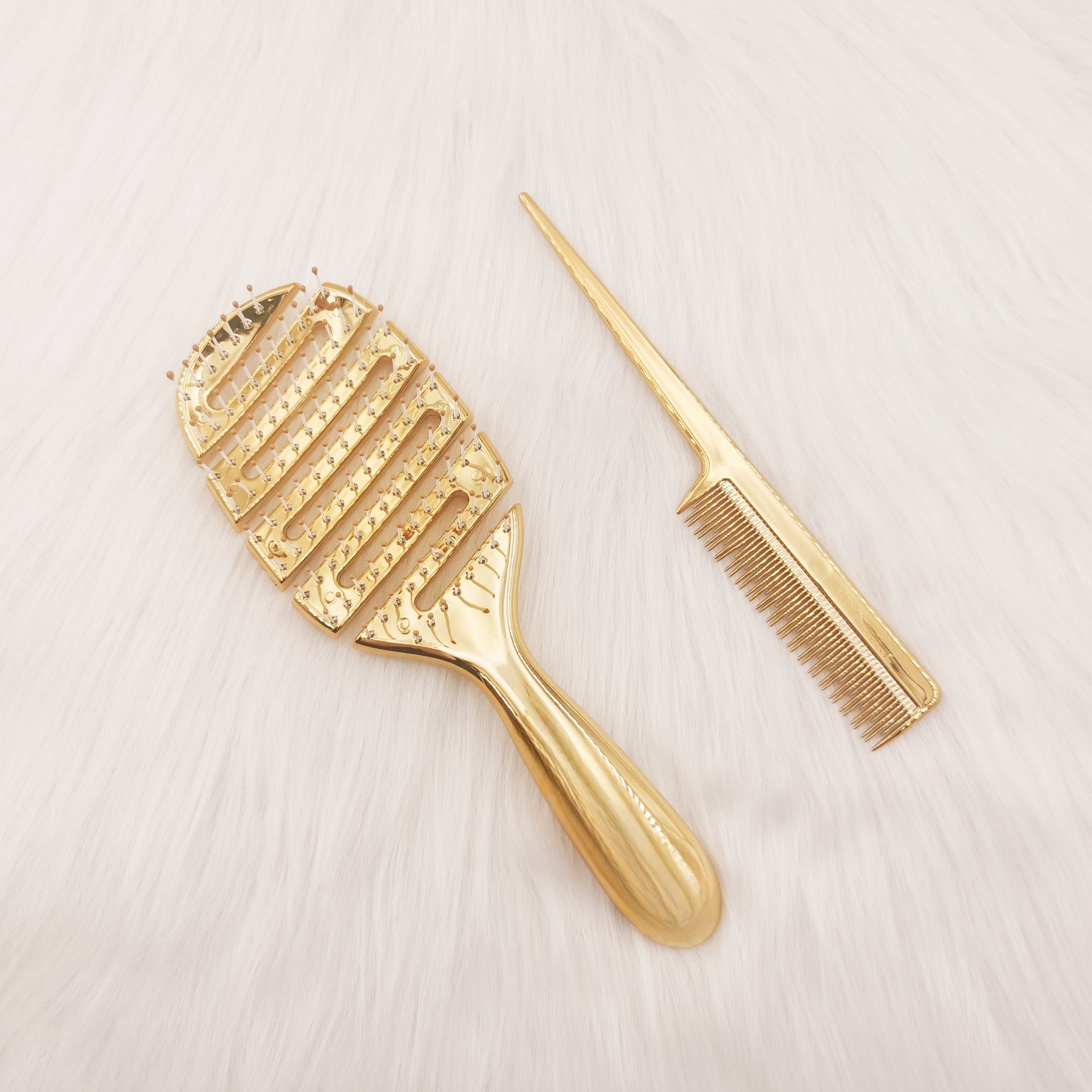 

2pcs Set: -static Detangling & Volumizing Massage - Bristles , Abs Plastic