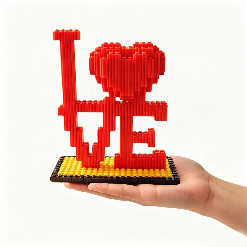 LOVE Heart Building Block Ornament Set, Educational 3D Puzzle