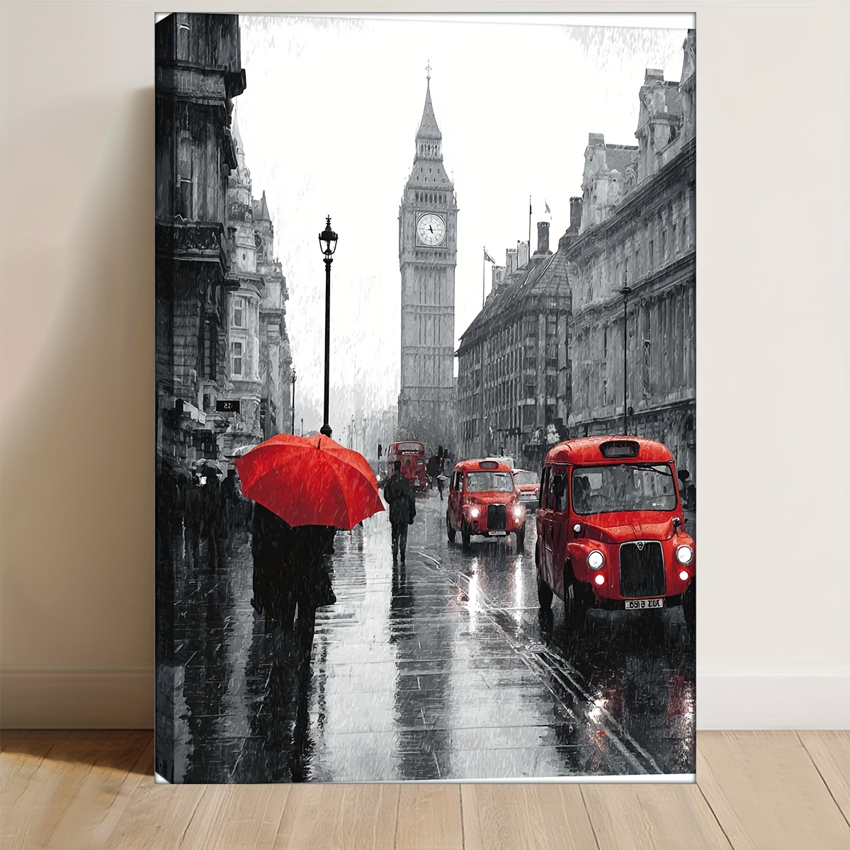 TEMU 2d Flat, 2d Flat 2d Flat, 1pc London England And Canvas Wall Art - 30.48x40.64cm Iconic Taxi, , And London Bridge Canvas Painting, Office Decor,