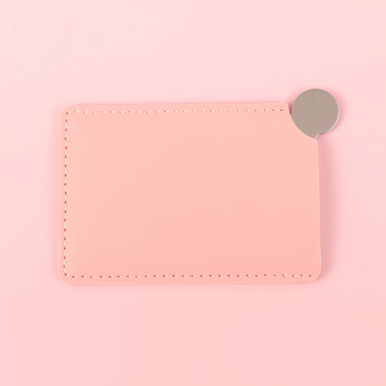 TEMU Espejo de de acero inoxidable de un solo en PU de color sólido - Portátil, sin batería, superficie pulida, duradero y elegante para viajes, el