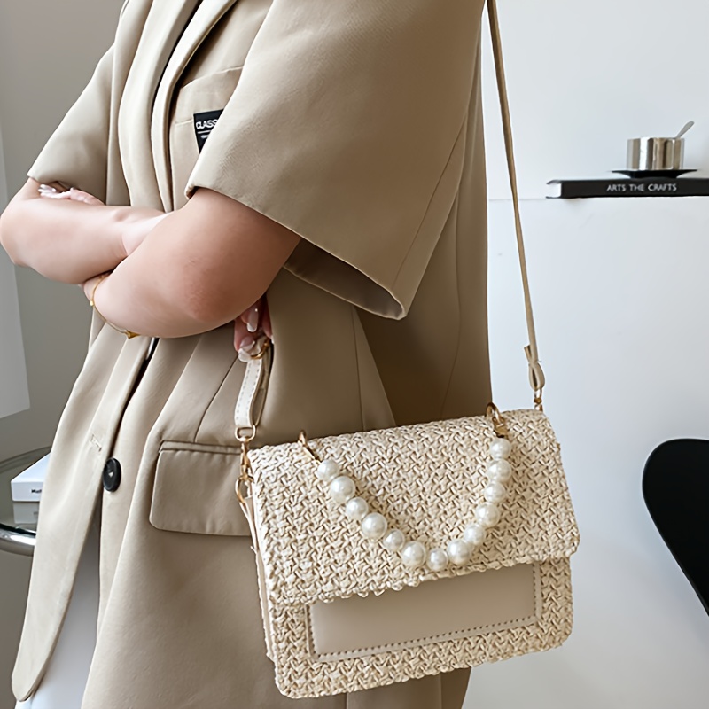 Clutch Purses White Straw Crossbody Bag Straw Shoulder Bag Straw