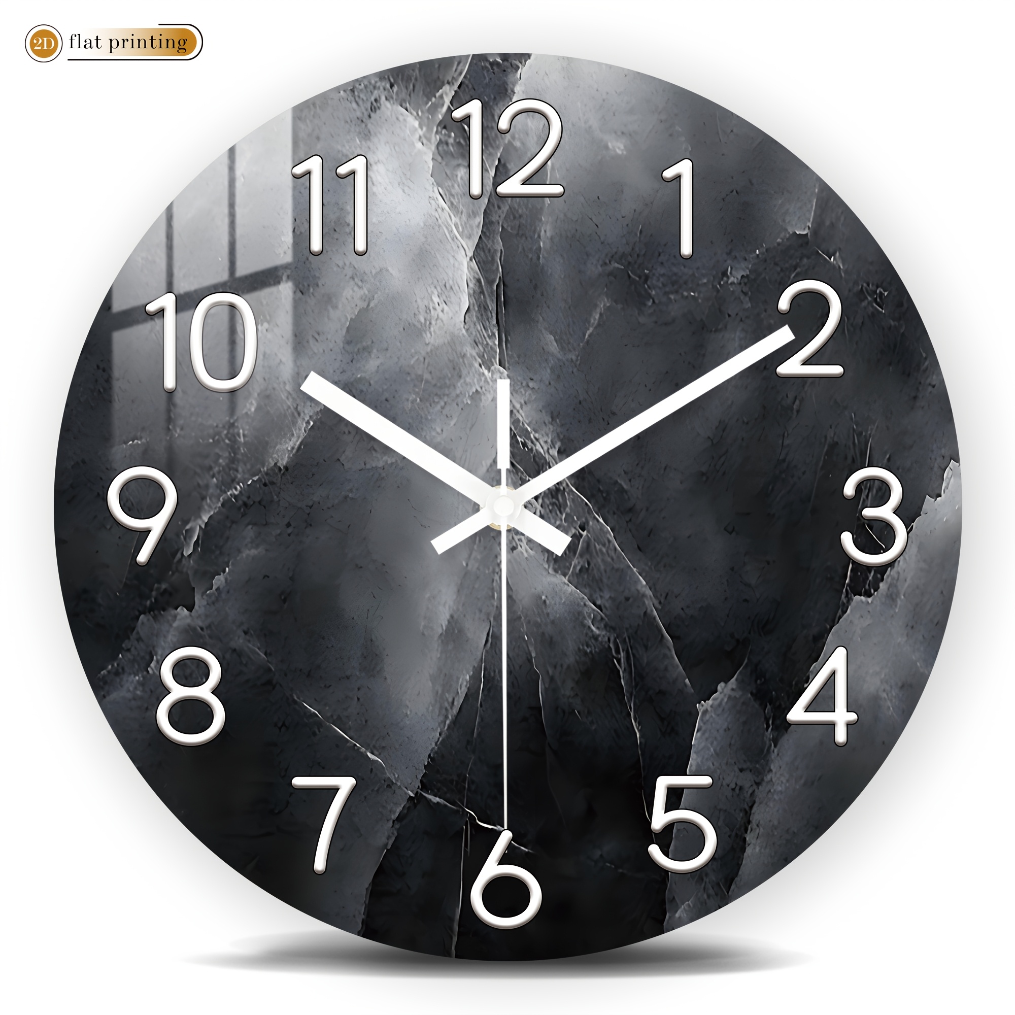 TEMU Orologio da parete con motivo marmorizzato astratto, orologio da parete in legno per la casa - Orologio silenzioso stampato a 2D, per decorare