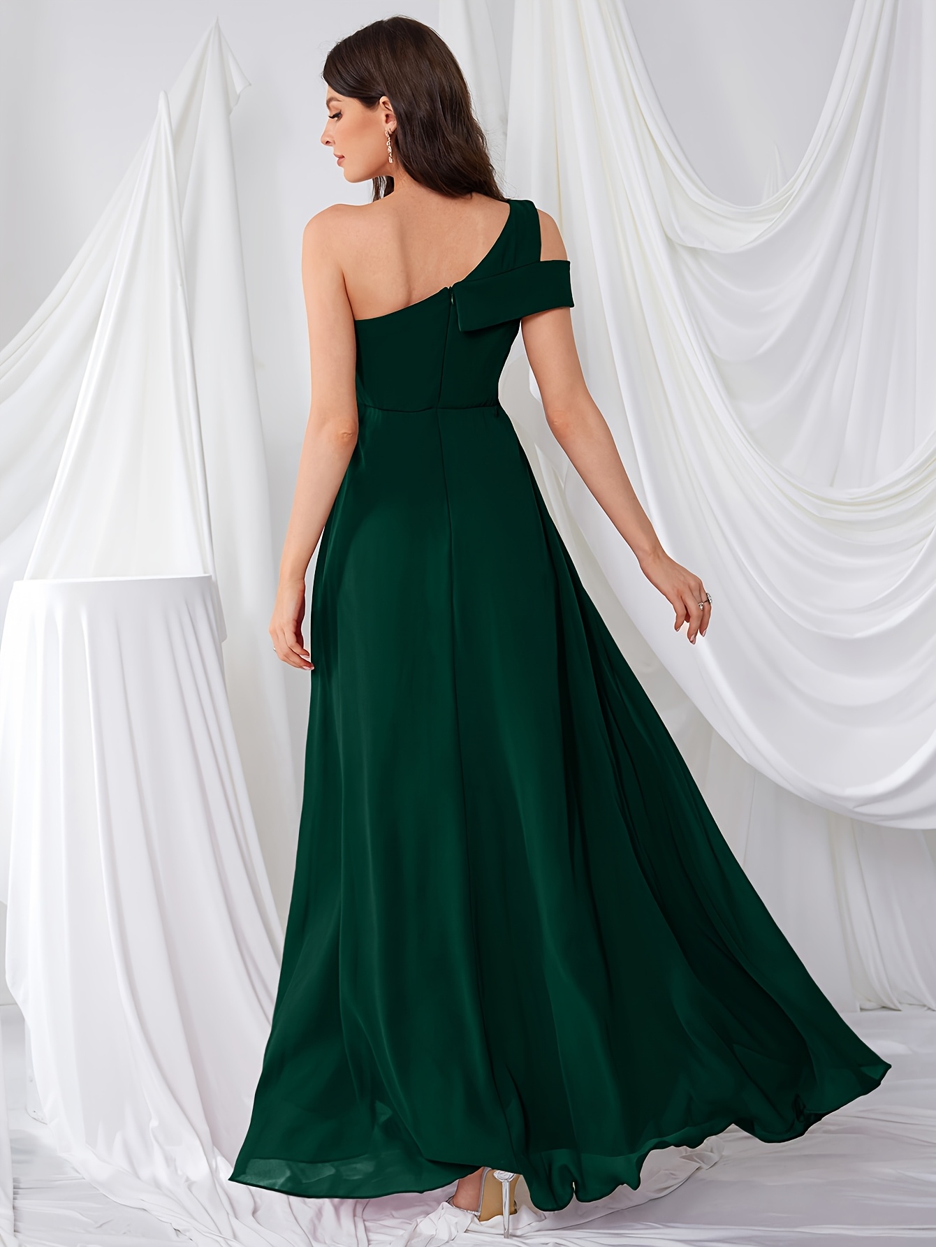 off the shoulder backless dress One Shoulder Strapless Floor-length Backless High Split Sheath Prom Dress main image 1