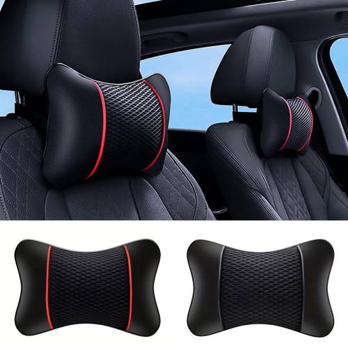 car headrest pu leather mesh breathable neck comfortable seat rest cushion auto accessories decorations