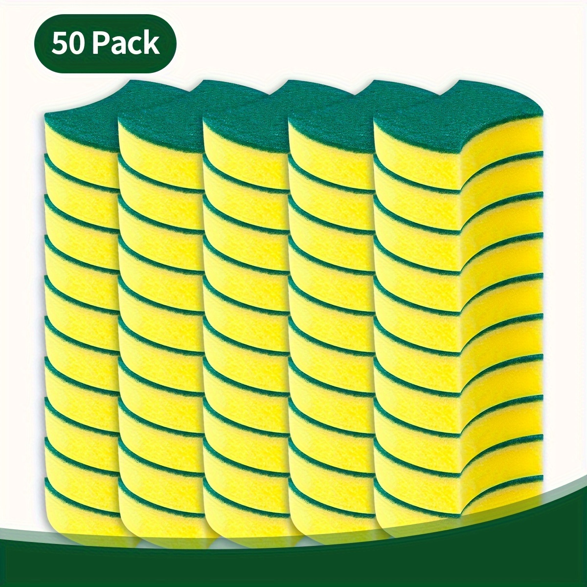 TEMU 50//200pcs, Multifunctional Cleaning Sponge, Double-sided Scouring Pad For Household Cleaning, Dishwashing Sponge, Sponge, Non-scratch Sponge