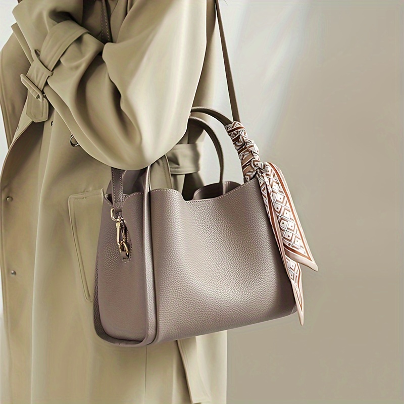 

Fashion Vegan Crossbody Bag, Genuine Leather Shoulder Bag, Women's Casual Handbag & Bucket Purse