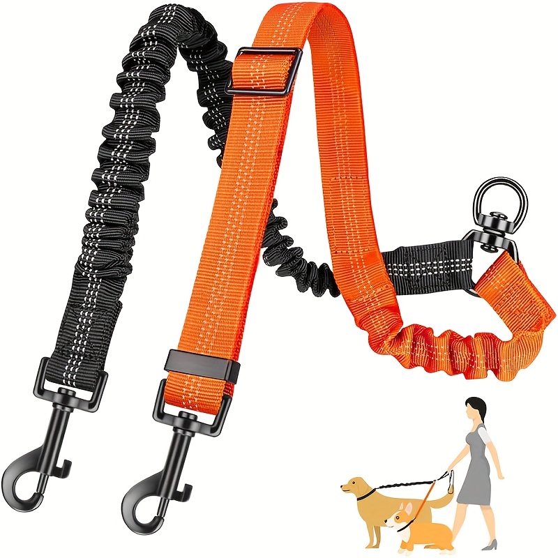 Pet Color-Block Double-Ended Leash for Two Dogs