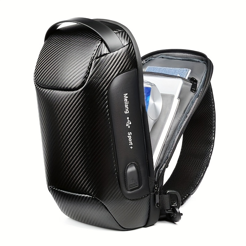 

Men's Sport Crossbody Bag, Leisure Stylish Motorcycle Style Chest Bag, Large Capacity Fashion Trendy Casual Shoulder Bag
