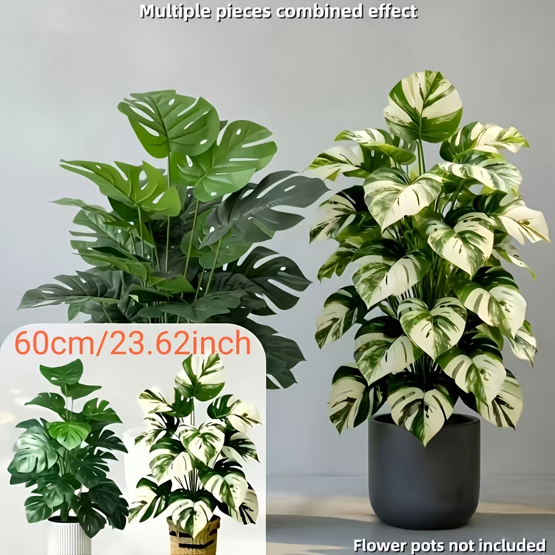 TEMU 2 pezzi di piante artificiali qualit� - Monstera Taro , pianta decorativa artificiale senza manutenzione con foglie finte lussureggianti, adatta