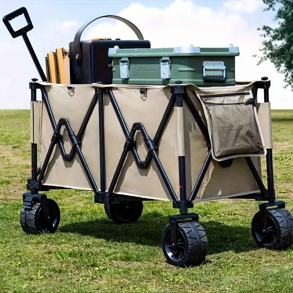 Collapsible Utility Folding Wagon Cart Heavy Duty Foldable Beach Wagon  Cart, Large Capacity Foldable Grocery Wagon for Camping Garden Outdoor  Fishing
