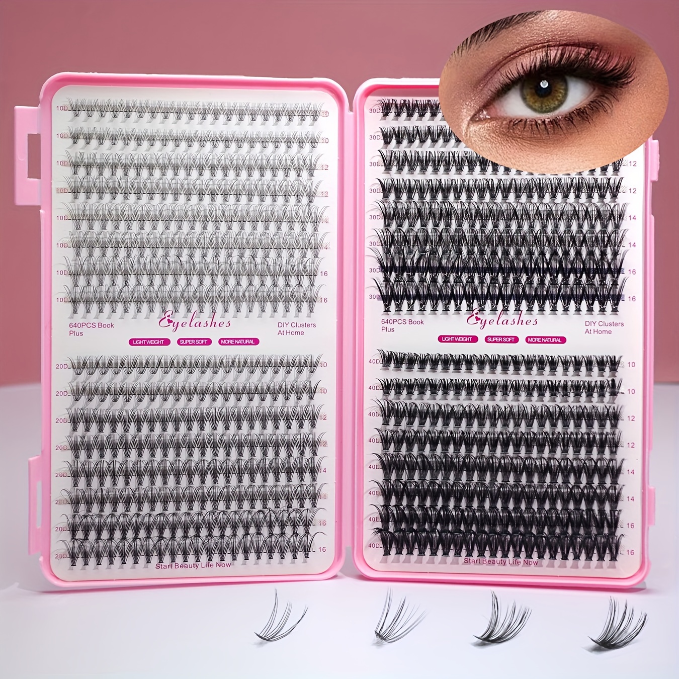 

640 Of Luxurious Large- Eyelashes Opening And Double-headed Curling Curling 10d 20d 30d 40d Combination Diy 10-16mm Eyelash Dating Eye False Eyelashes