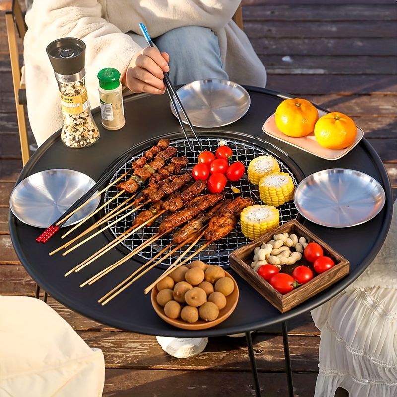 outdoor portable bbq table charcoal grill polished surface Temu