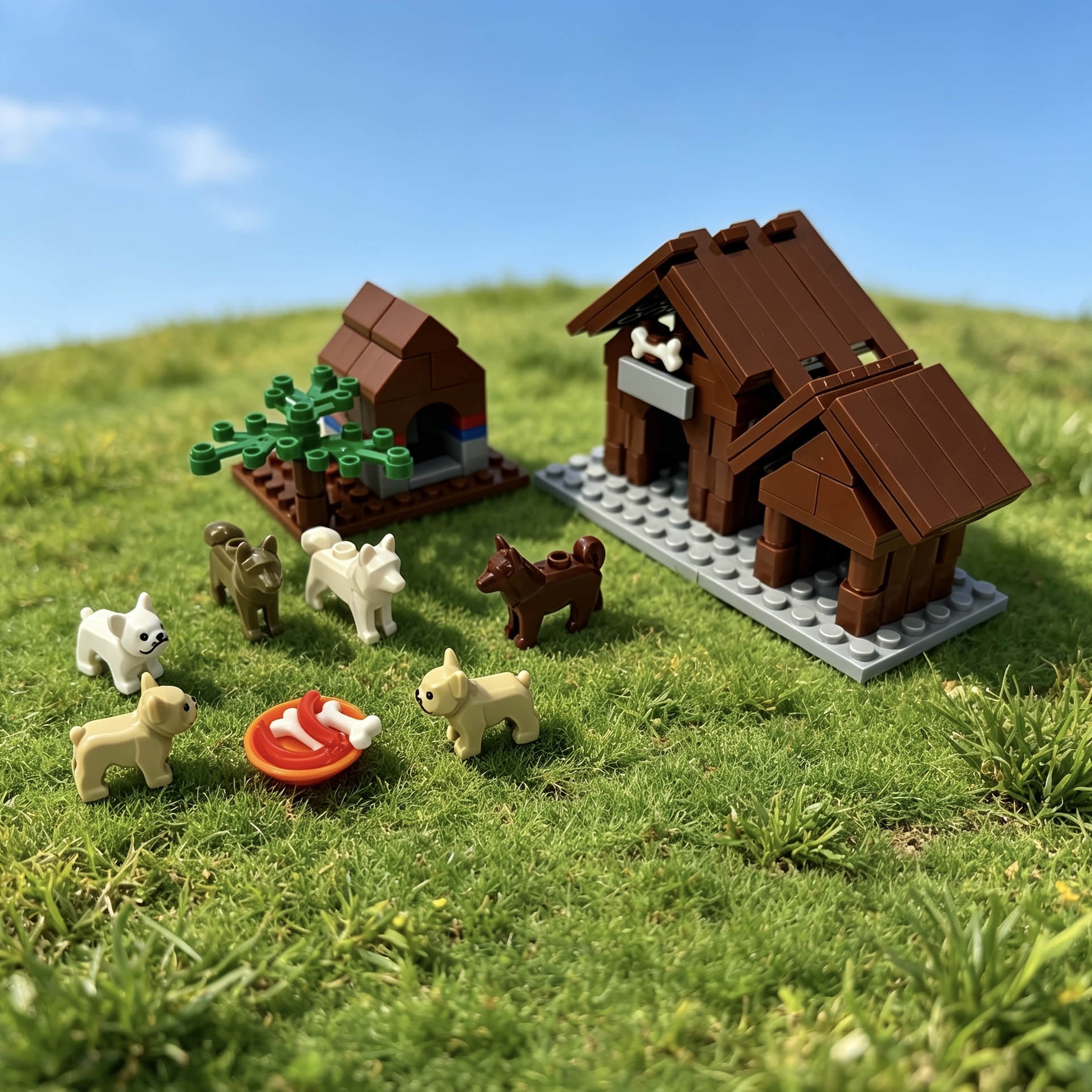 MOC Small Granule Building Blocks Toy, Creative Doghouse Scene