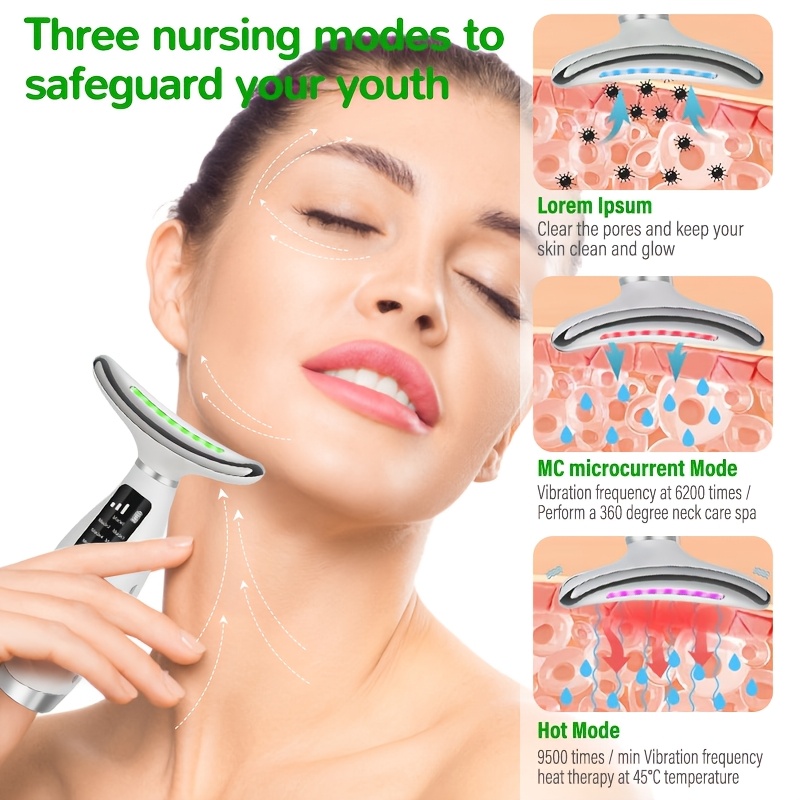 all in one facial neck rejuvenation device cleansing microcurrent warm moisturizing rechargeable lithium battery ideal gift for women beauty device modern aesthetic details 5