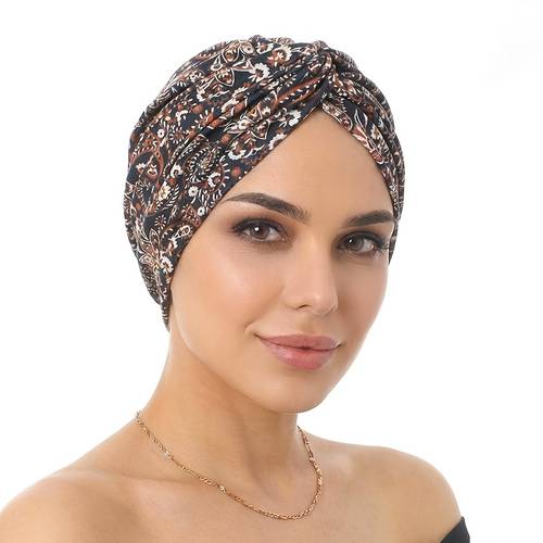 new flower printed double layer headscarf hat twisted hat turban with patterns