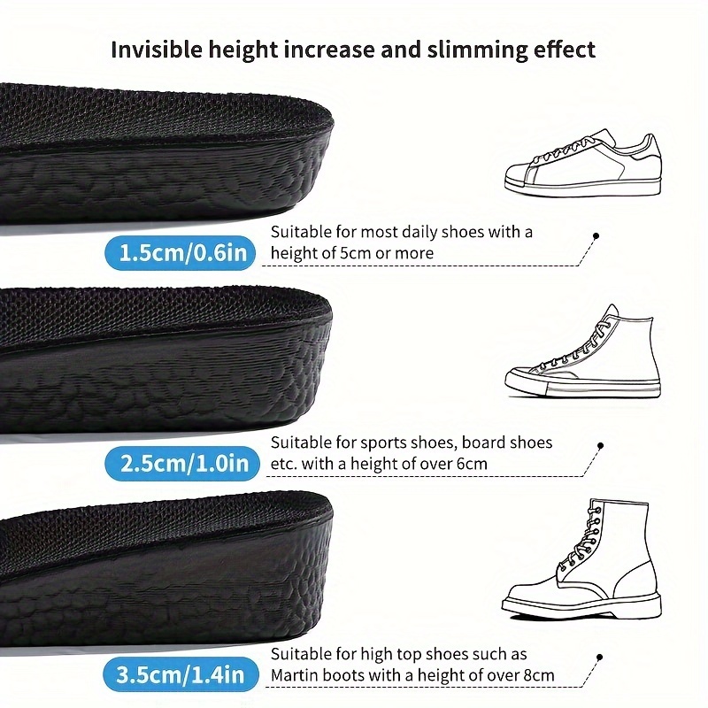 1pair Inner Heightening Insoles, Men's And Women's Invisible Comfortable Soft Sole, Sports Shock Absorption Sweat-absorbing Insoles