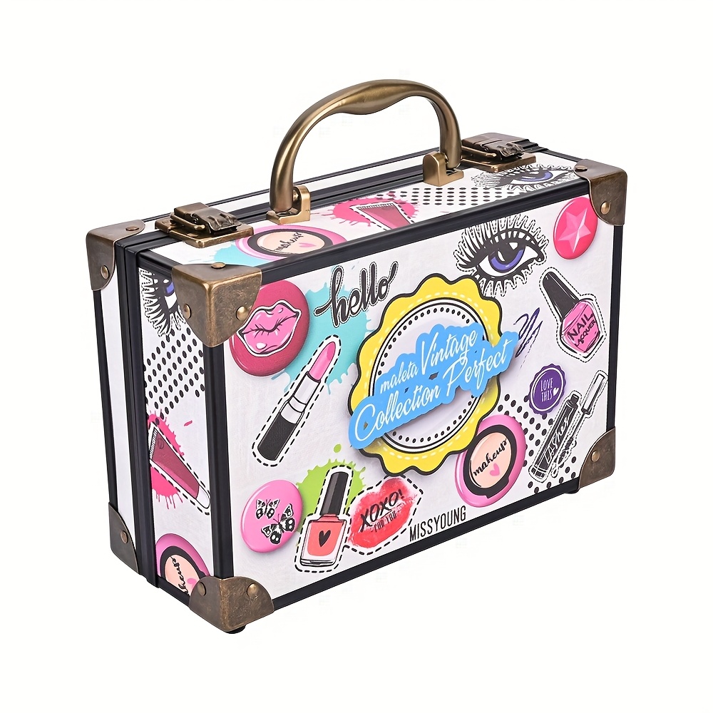 TEMU Gift Vintage Cartoon Makeup Set - 21 Colors Eyeshadow, 8 Colors Blush, 3 Colors Solid Lip Gloss, 3 Colors Eyebrow Powder, 2 Lipsticks, 2 Lip