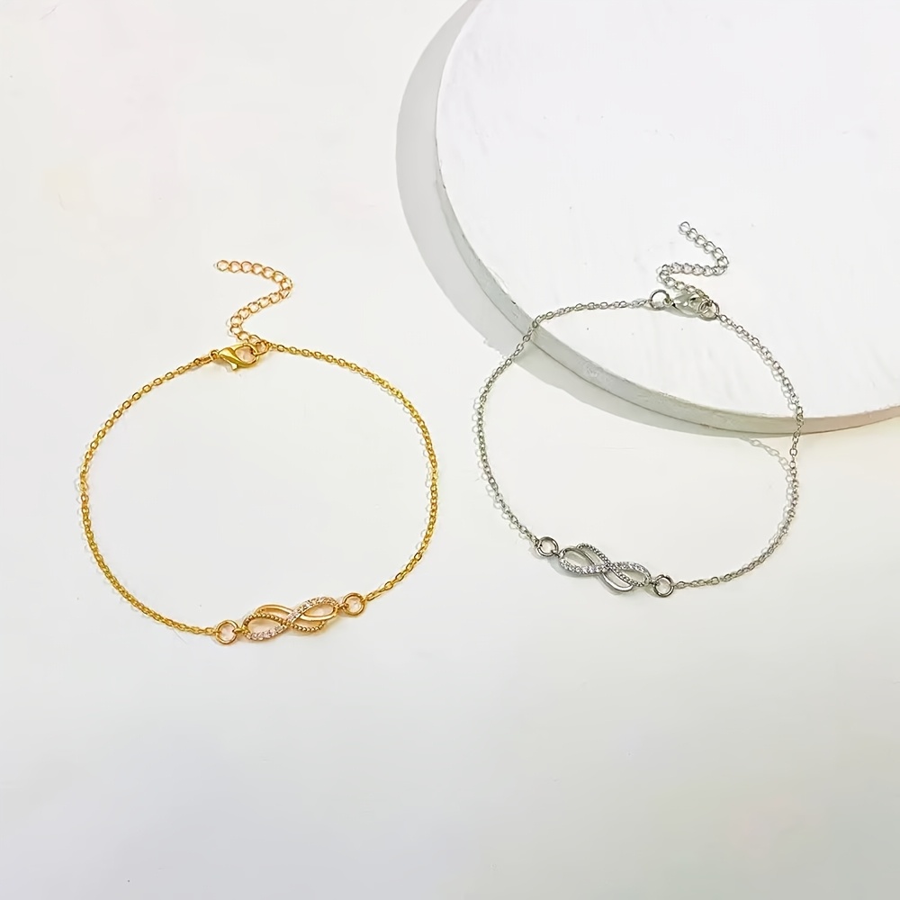 Women's Double Figure-8 Symbol Bracelet, Infinite Loop Design