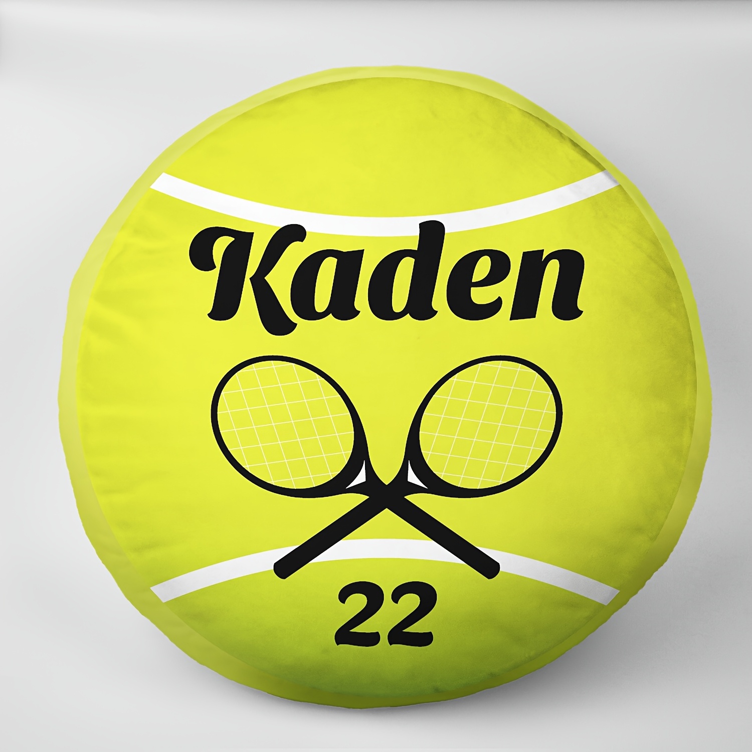TEMU 1pc Almohada de Pelota de Tenis Sobredimensionada - Personalizada con y Número, Cojín de Peluche con Tema de Tenis Adecuado para Sofá, Cama -