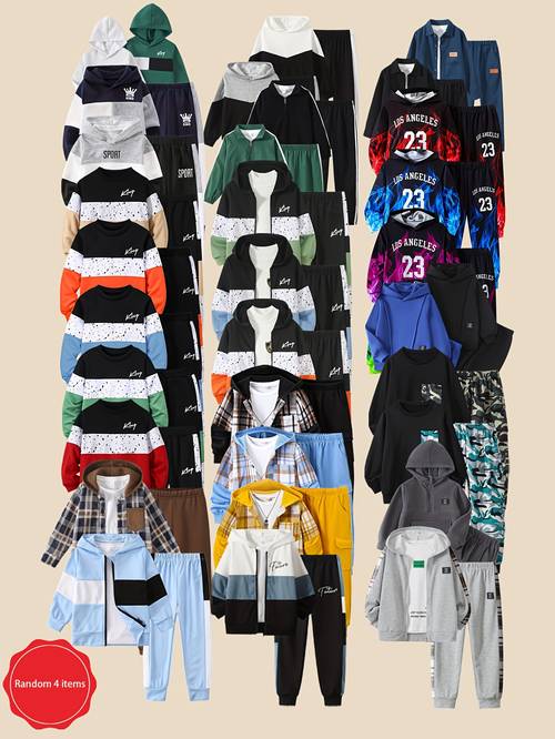 4pcs of fashionable boys tops and trousers boys 3 14 years old outfit gift boys outdoor sports set 2 sets please do not purchase mind for outdoor