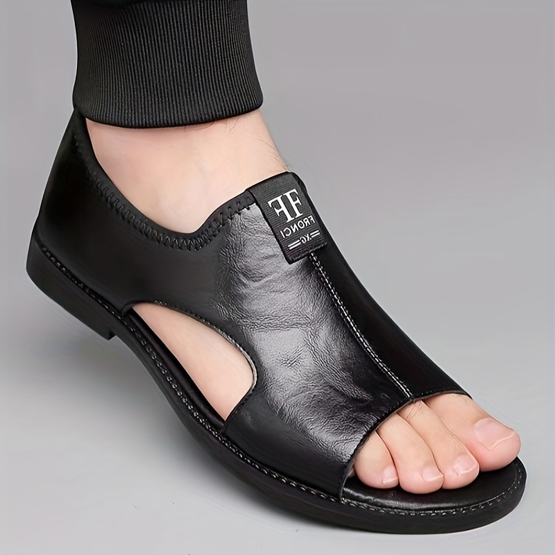 

Plus Size Men's Open Toe Breathable Sandals, Comfy Non Slip Rubber Sole Casual Durable Beach Water Shoes, Men's Footwear