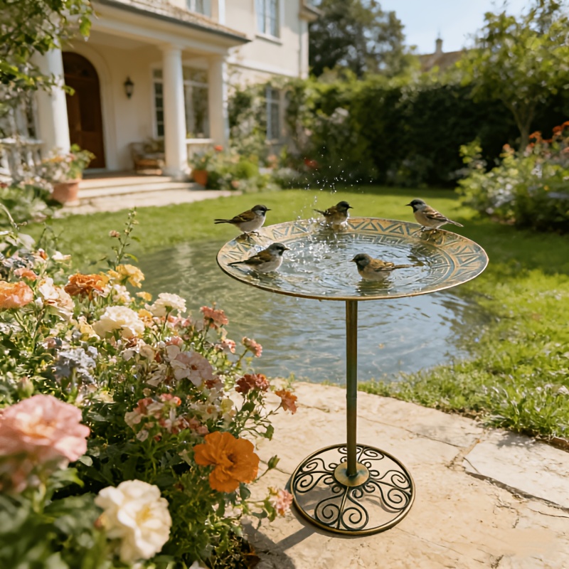 Image of Special Shallow Plate, Vintage Irregular Large Bird Bath Plate, Outdoor Bird Feeder, Bird Bath Basin, Suitable For Garden Courtyard Decoration, In Such As, Summer, Etc.