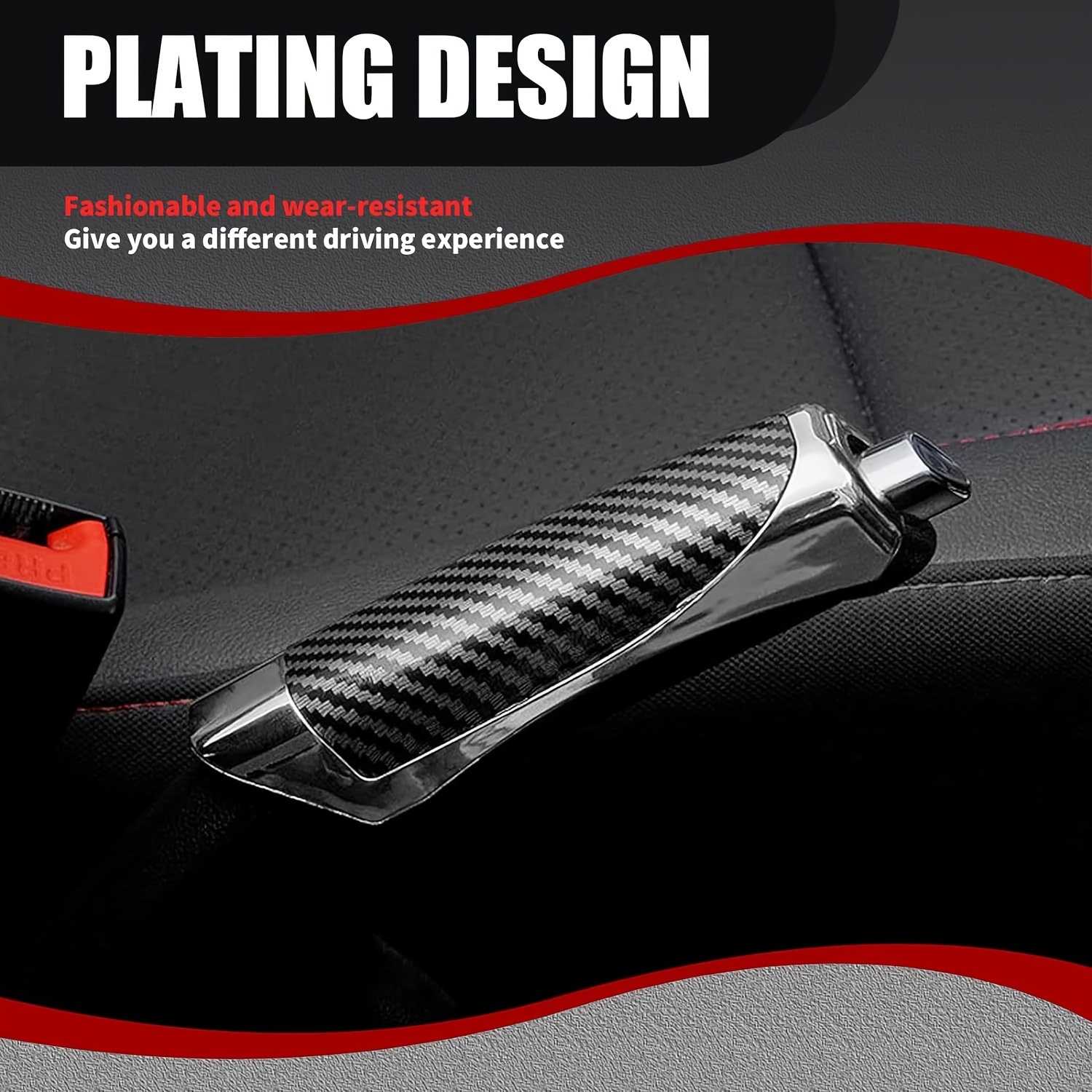 

Carbon Fiber Pattern Handbrake Cover - Durable Abs, Anti-scratch & Wear-resistant With Comfort Grip For Most Cars
