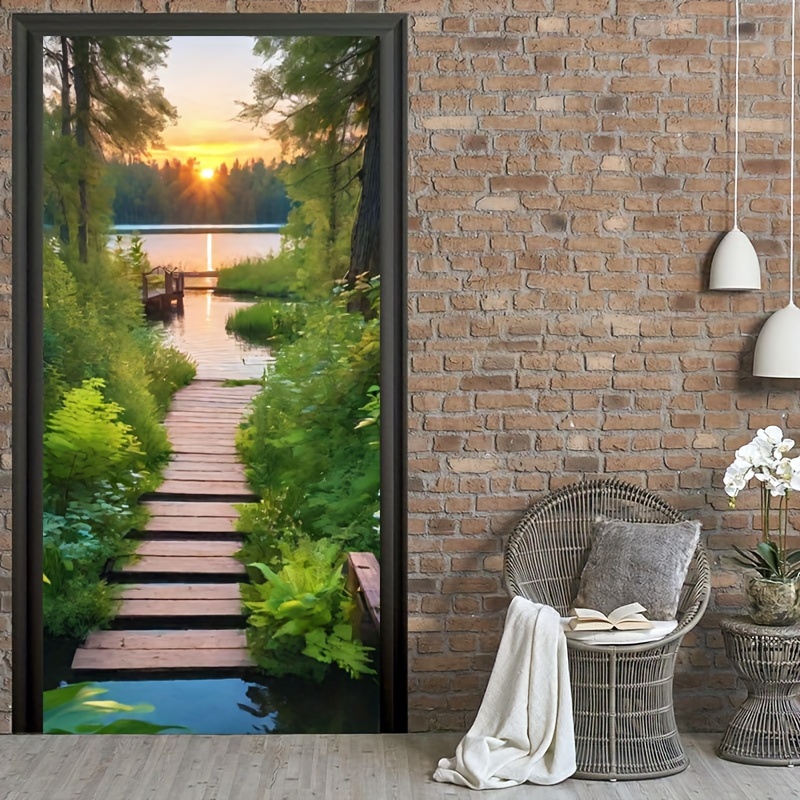 

1pc Scenery Door Set Decoration, Background Photo Props, Polyester Banner Decoration, Party Home Decoration, Party Wall Decoration, Party Background Decoration, Party Decoration Supplies