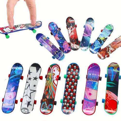 12 24pcs mini finger skateboards fun desktop relaxation toys finger exercises suitable for party gifts pinata fillers classroom prizes birthday gifts multiple colors random color