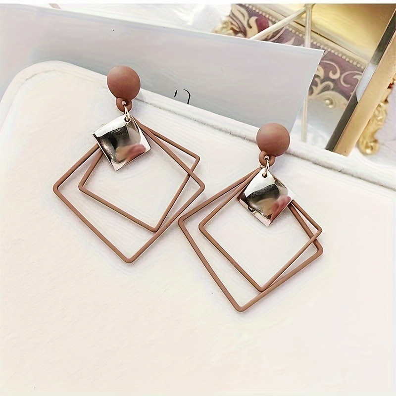 Geometric Rhombus Shaped Square Earrings for Women
