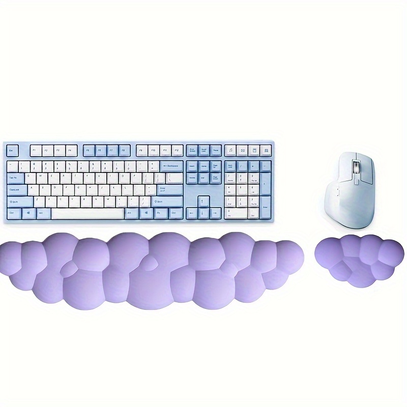 

2pcs Ergonomic Memory Foam Wrist Rest Set - Keyboard And Mouse Pad With Wrist Support For Comfortable Typing, Gaming, And Office Work