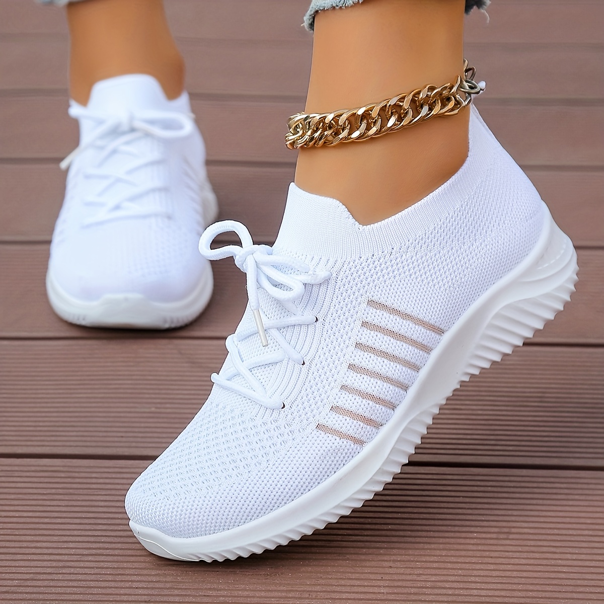 Women's Fashion Solid Color Breathable Mesh Platform Sneakers, Casual Lace-up Outdoor Shoes, Comfortable Low- Shoes, Women Shoes