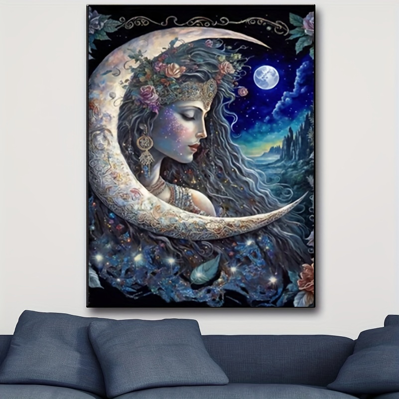 

Diy Diamond Painting Kit: 50x70cm, 5d Mosaic, Full Diamond Art, Moon Goddess, Easy To Assemble, Perfect For Home Decor