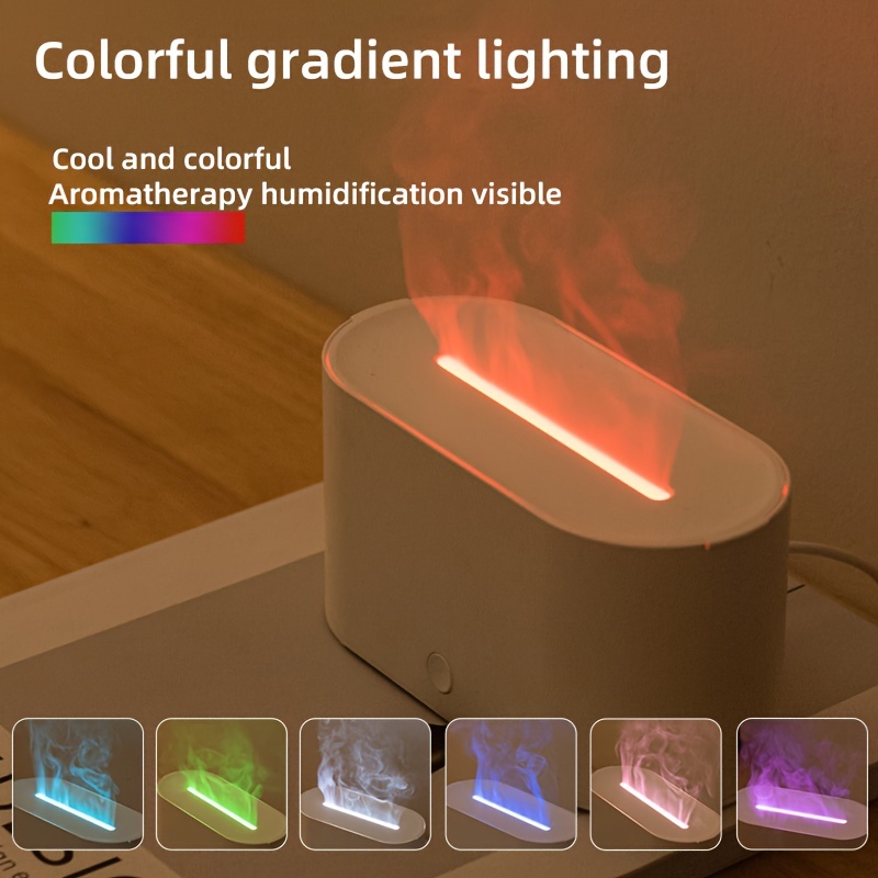 simulation flame humidifier colorful atmosphere lamp aromatherapy diffuser intelligent timing anti dry burning household desktop humidifier details 0