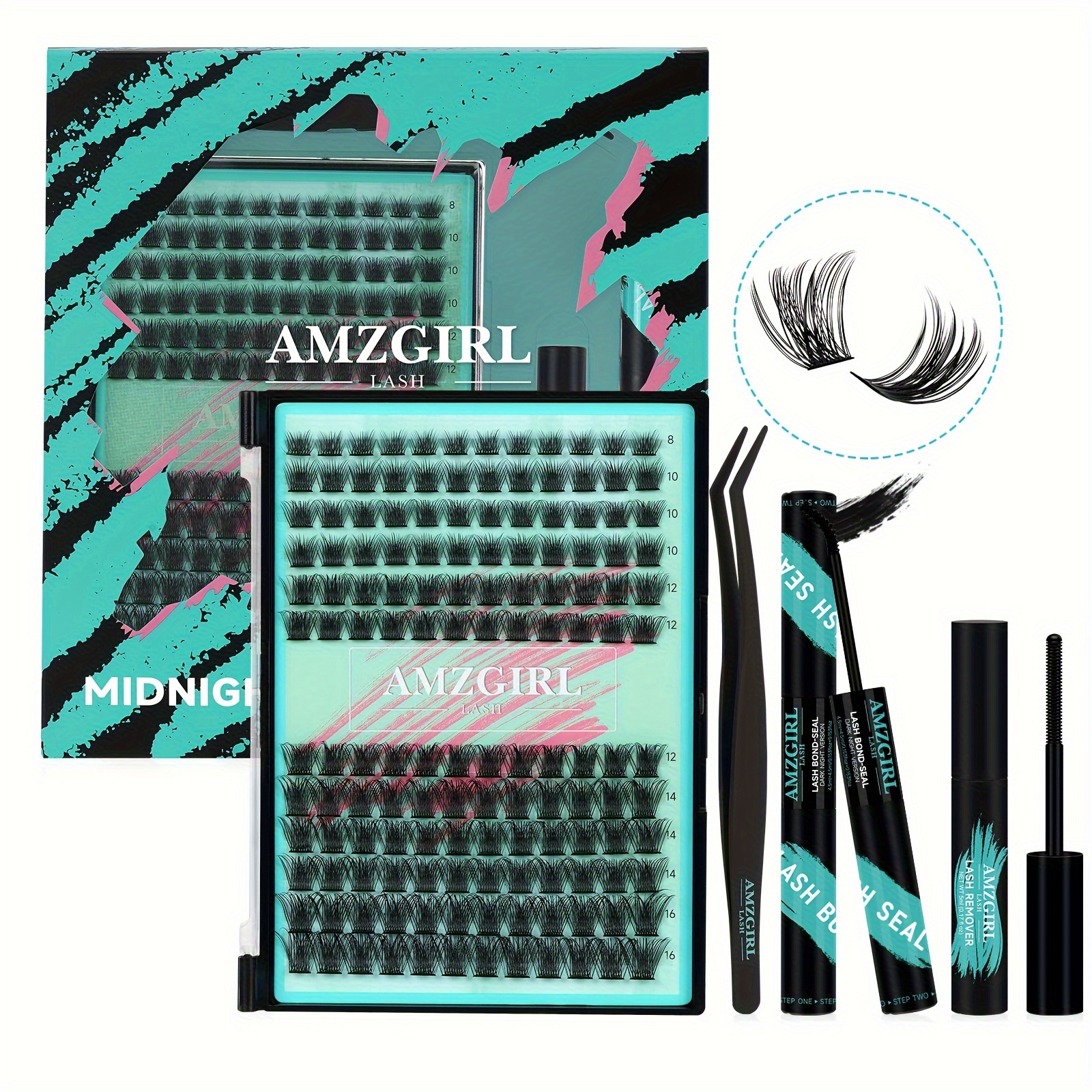 

Amzgirl Lash Diy Lash Extension Kit, 144 Pcs Eyelash Kit Lash And Seal, Lash Glue Remover And Applicator For Individual False Eyelashes Kit Lash Extensions ( 8-16mm Kit) For