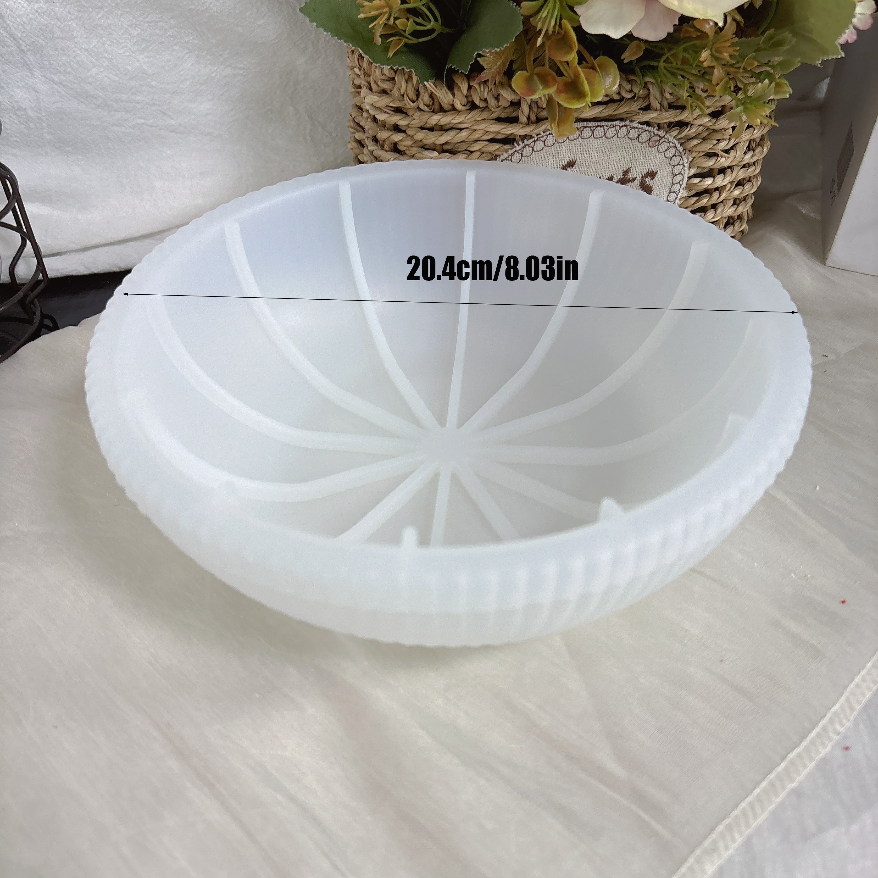 Image of Striped Large Bowl Resin Mold For Storage Tray, Silicone Mold For Plaster Concrete Casting, Striped Bowl Plaster Mold, Scented Candle Holder, Flower Pot Crafts, Home Decoration