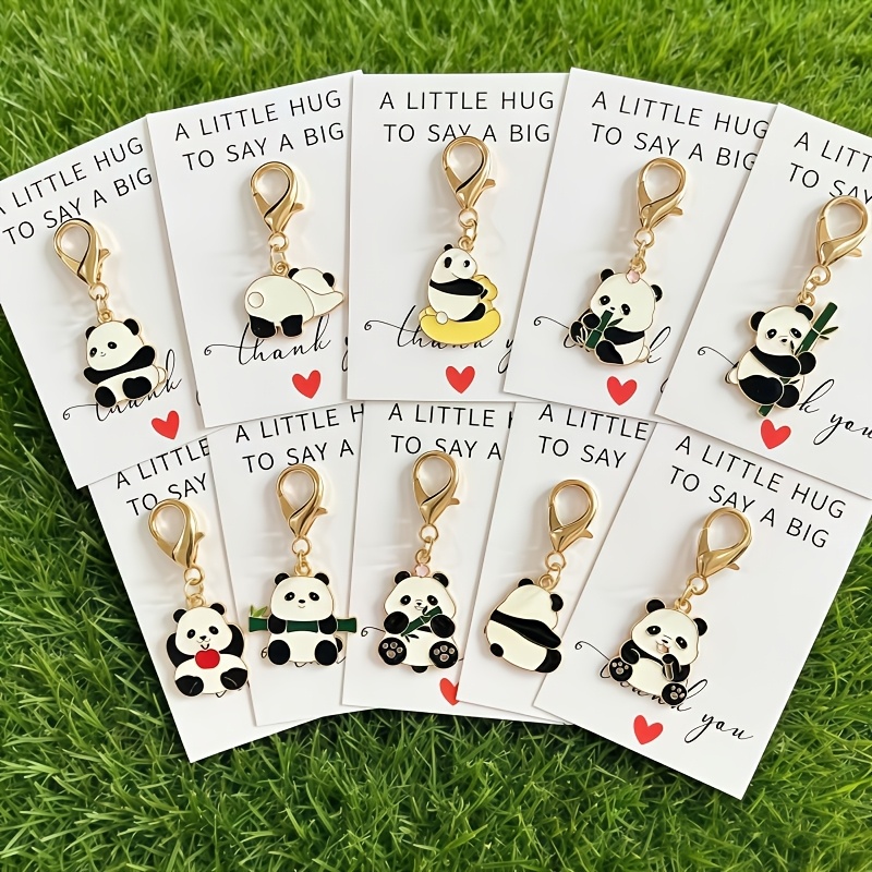 TEMU 20pcs/Mix de porte-clés Panda Rouge et - 10 porte-clés + 10 cartes, Cartes d'inspiration à serrer dans - pour des pandas, meilleurs amis |