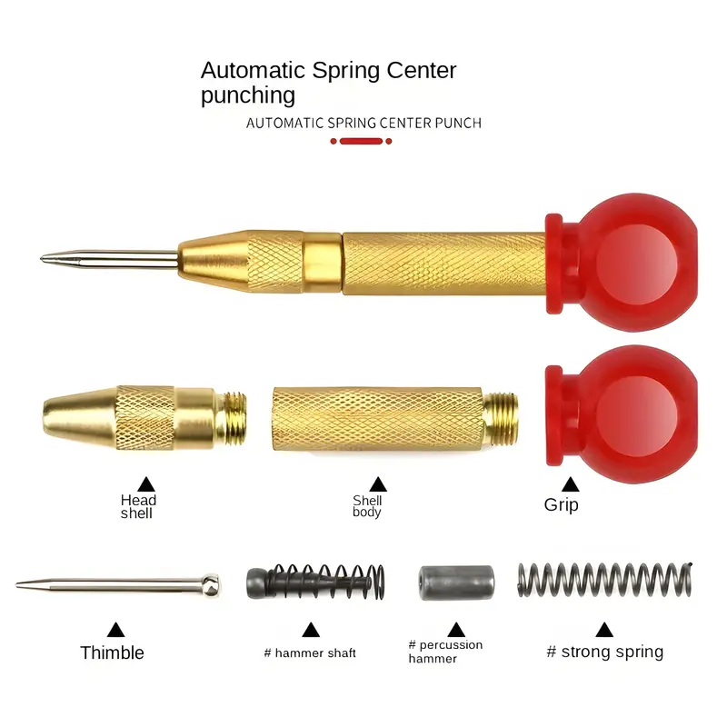 automatic center punch 5 inch heavy duty steel spring center punch with adjustable tension punching tool suitable for metal and plastic ideal for diy enthusiasts center punch is an adjustable center hole puncher super details 1