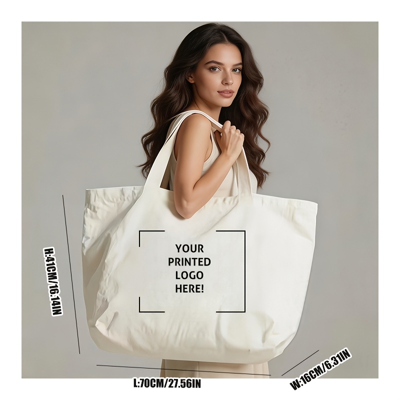 TEMU Custom Women's Shoulder Bag - Enlarged And Thickened Durable, Tote Bag, Extra Large Size, Multi-specifications, Black/beige . Customizable With