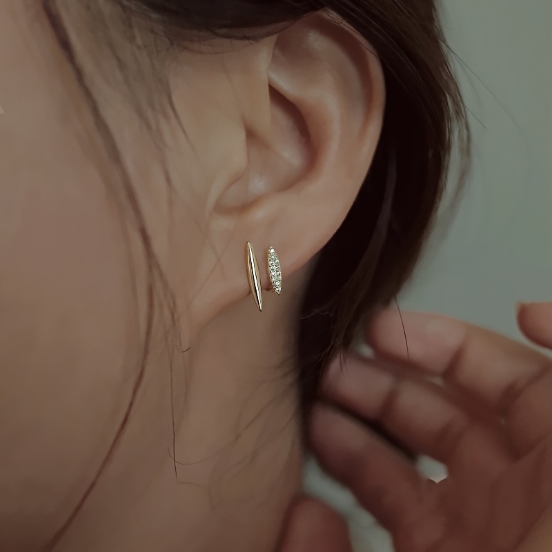 TEMU 1 par de aretes geométricos de capa chapados para mujer, adecuados para uso diario y fiestas, pendientes de capas con diseño de , estilo de