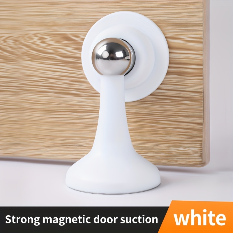 TEMU Butée de porte magnétique - Support de porte à aimant puissant perçage avec coupe-vent et silencieuse, plastique durable noir/blanc/gris pour la