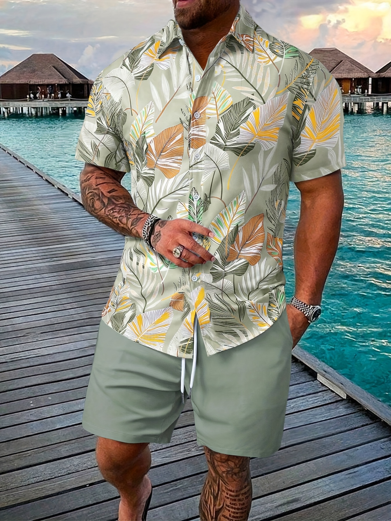 beach wear dress for men Buy Cool Beach Printed Party Wear Half Shirt Men's Plus Size Online
