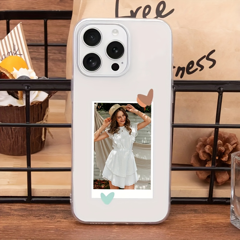 TEMU Phone Case: Transparent Colored Heart Photo Frame - 1 Customizable Phone Case, Ideal For Innovative Personalization Of Daily Life Photos For